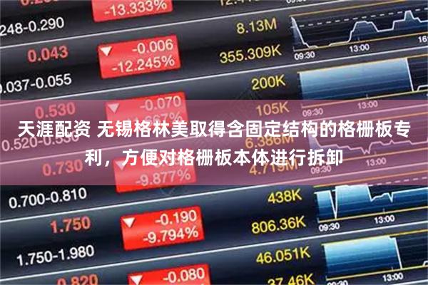 天涯配资 无锡格林美取得含固定结构的格栅板专利，方便对格栅板本体进行拆卸