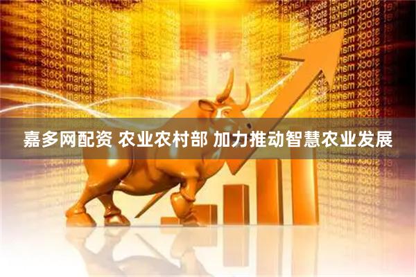 嘉多网配资 农业农村部 加力推动智慧农业发展